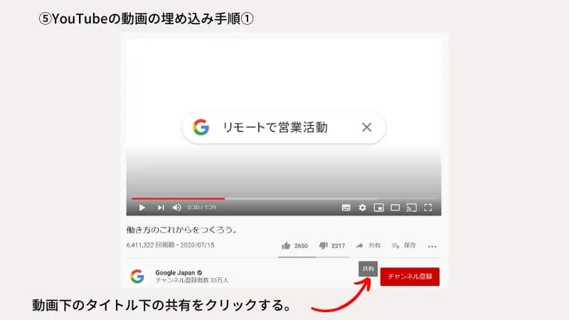 youtubeの動画の埋め込み手順