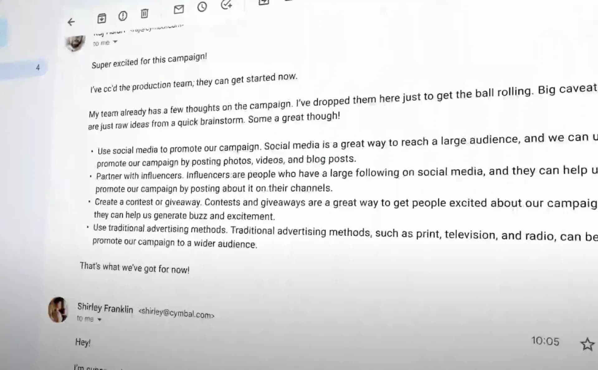GmailでAIがキャンペーンのメール文面を作成した画面