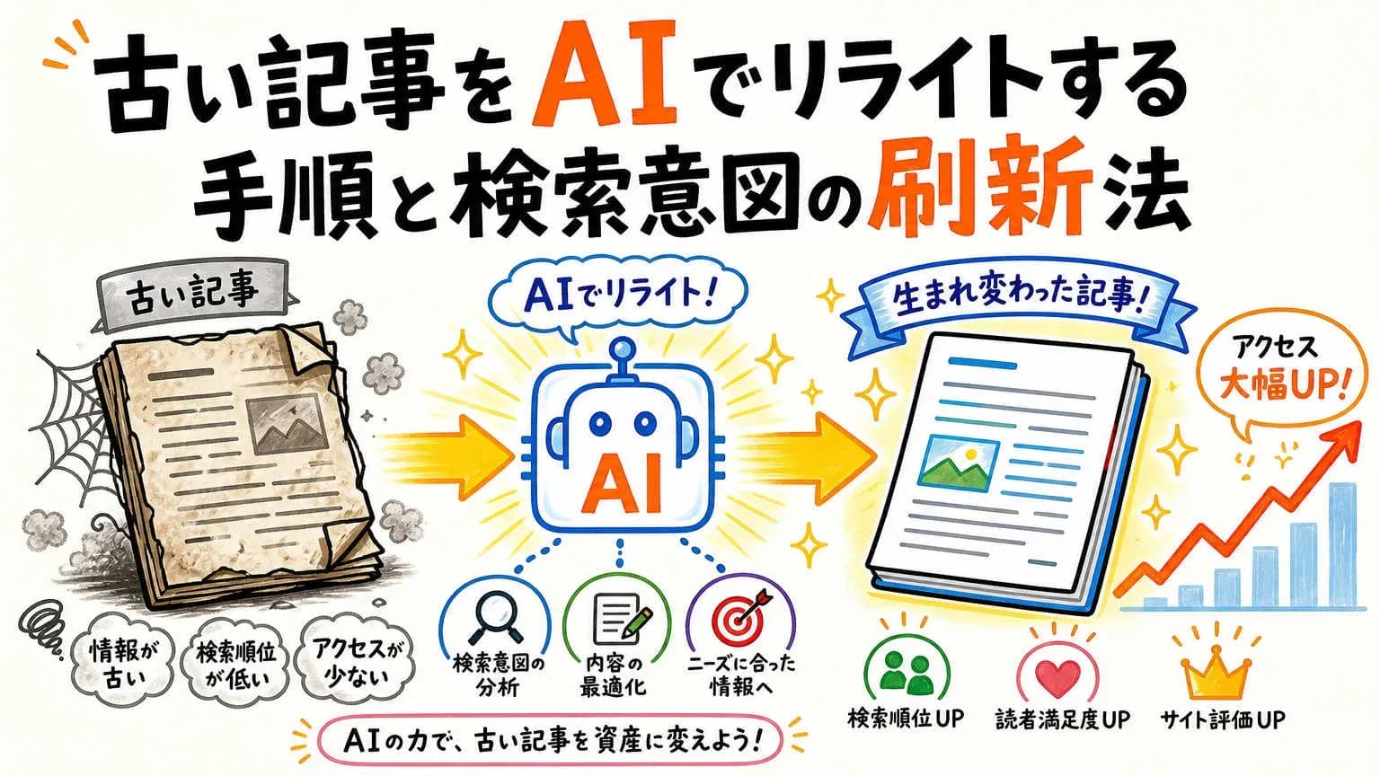 古い記事をAIでリライトする手順と検索意図の刷新法