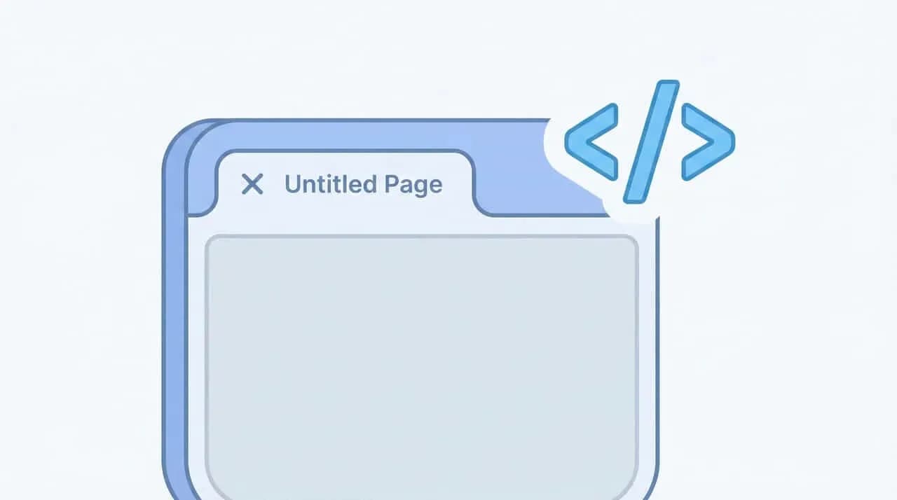 ブラウザタブの「Untitled Page」と山形のコードアイコンを配したイラスト