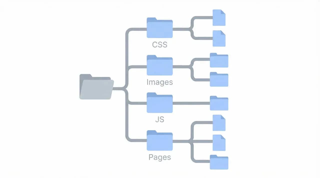 CSS・Images・JS・Pagesのフォルダが枝分かれするディレクトリ構造図