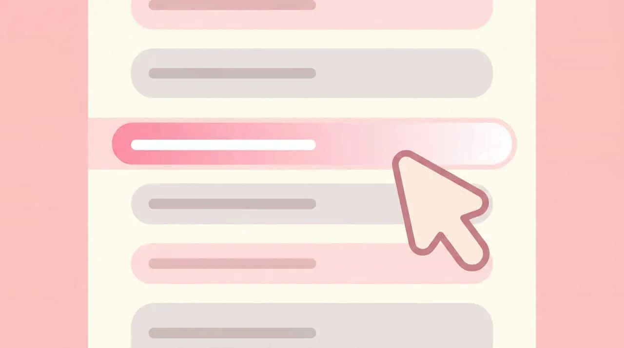 リストの中の1行が赤くハイライトされ、カーソルが指しているイラスト