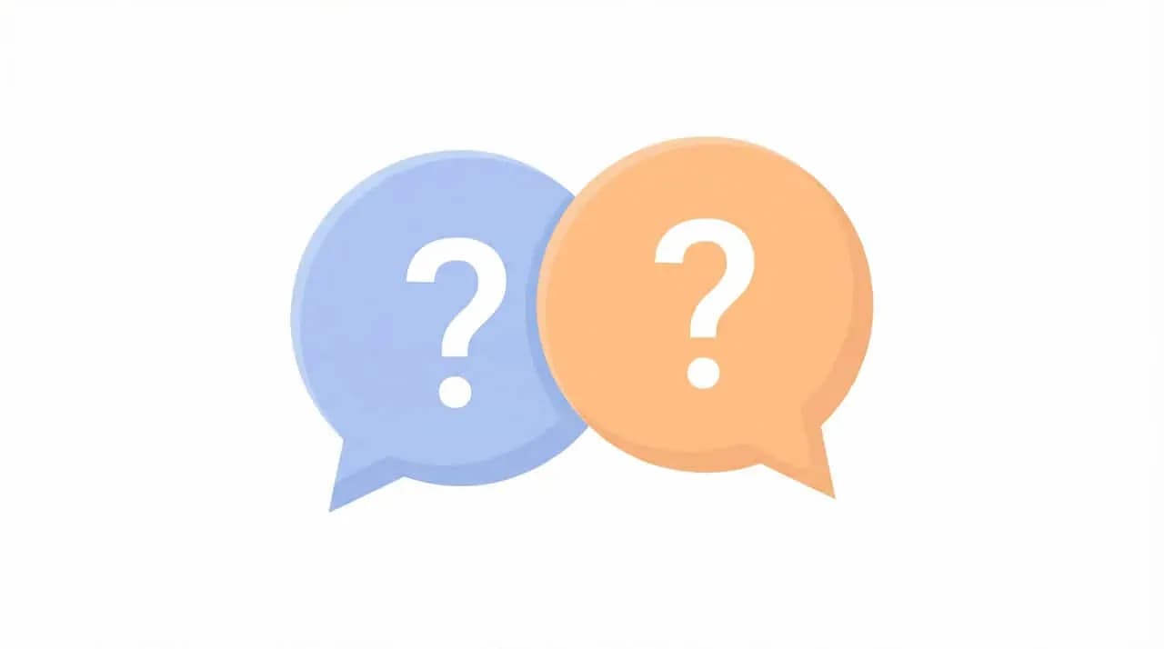 「?」を描いた2つの吹き出しを並べたイラスト
