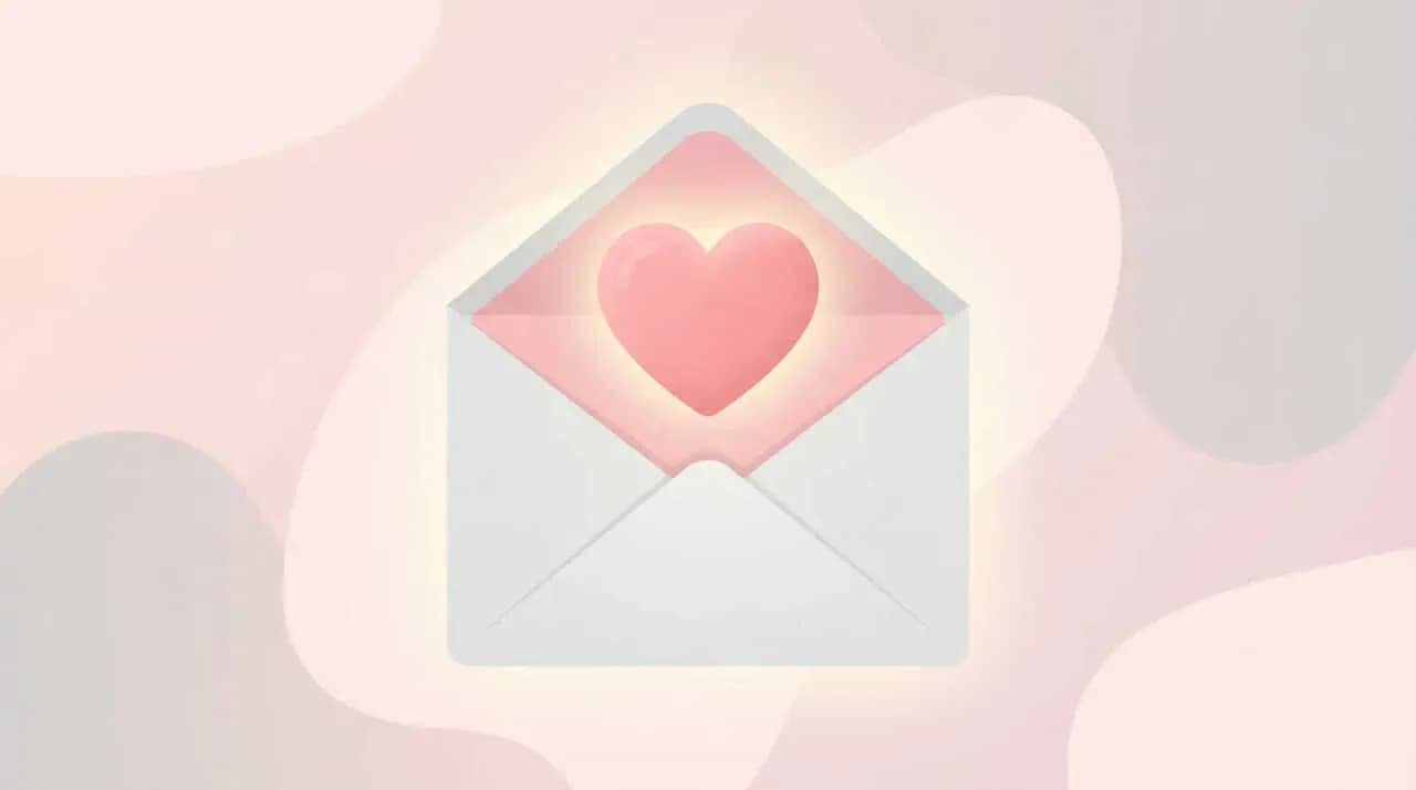ハート型の便箋が入った封筒のイラスト