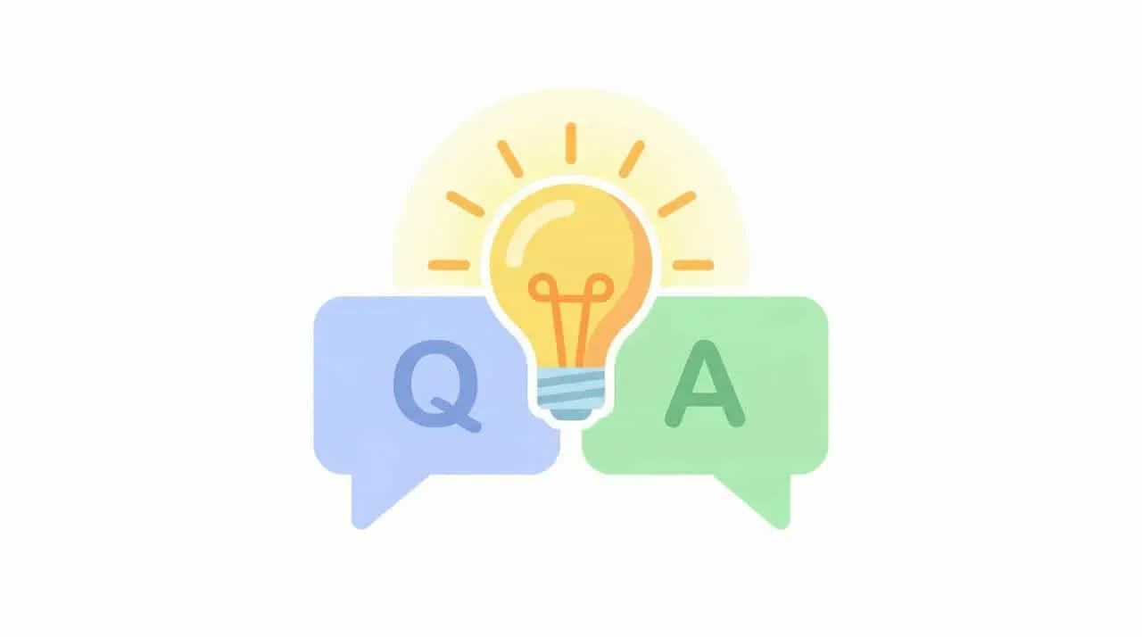 電球と「Q」「A」の吹き出しのイラスト