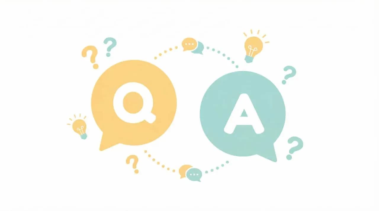 「Q」「A」の吹き出しを「?」マークと吹き出しの記号でつないだイラスト