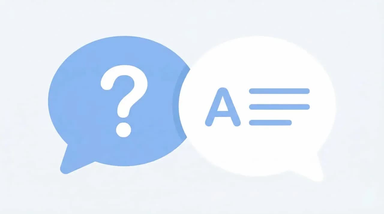 「?」の吹き出しと「A」の文字と横線を描いた吹き出しを並べたイラスト