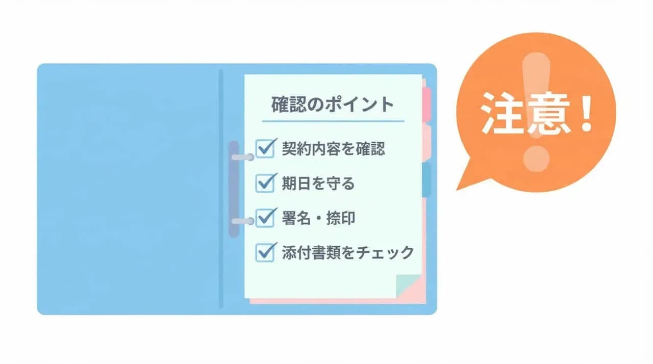 「確認のポイント」のチェックリストが入ったファイルと、「注意！」の吹き出しのイラスト