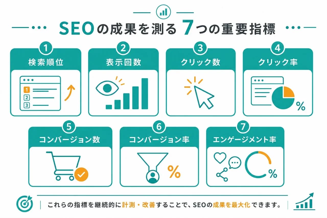 SEO 効果測定で見るべき指標 7 つの一覧