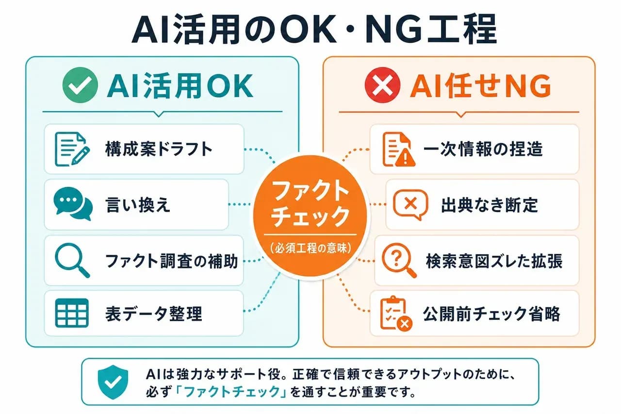 AIを使うときのOK工程とNG工程の対比