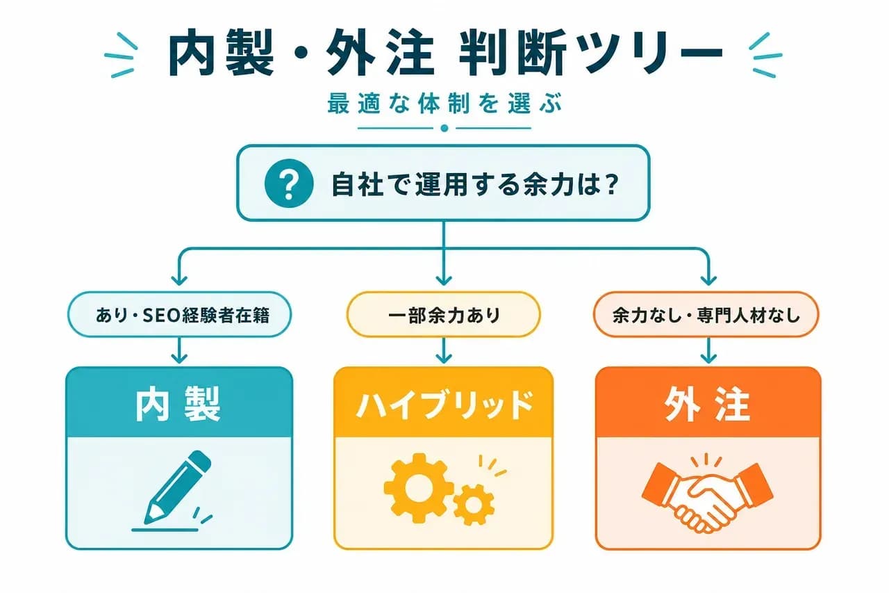 SEO記事を内製か外注か判断する分岐ツリー