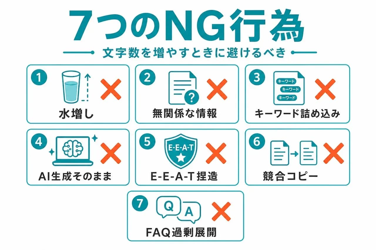 文字数を増やすときに避けるべき7つのNGパターン
