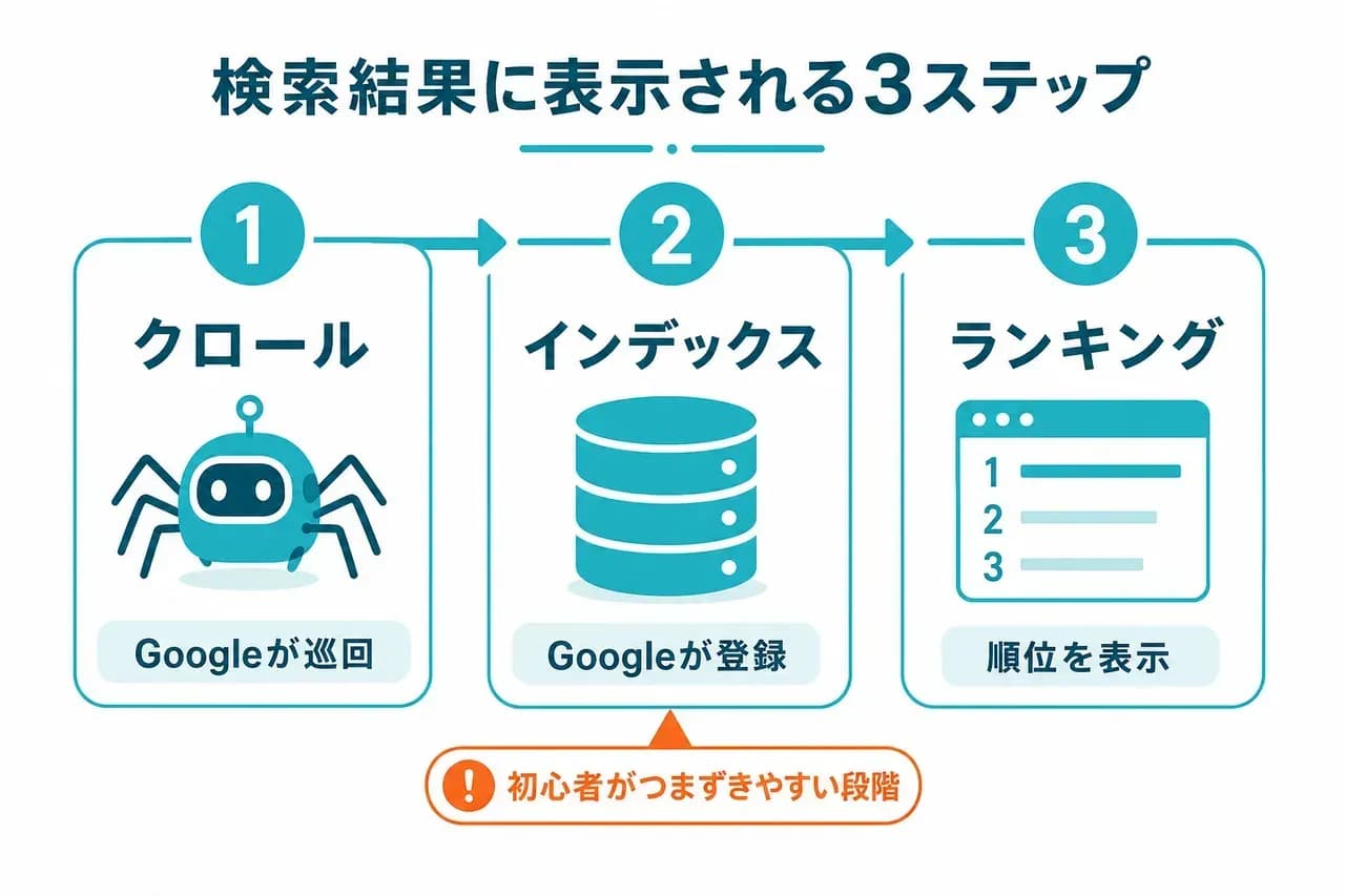 クロールからランキングまでの3ステップ