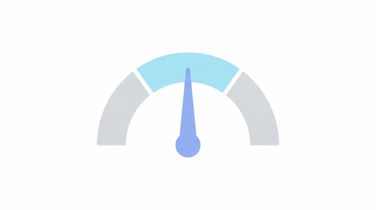 針が中間より少し高い位置を指すスピードメーター風のゲージ