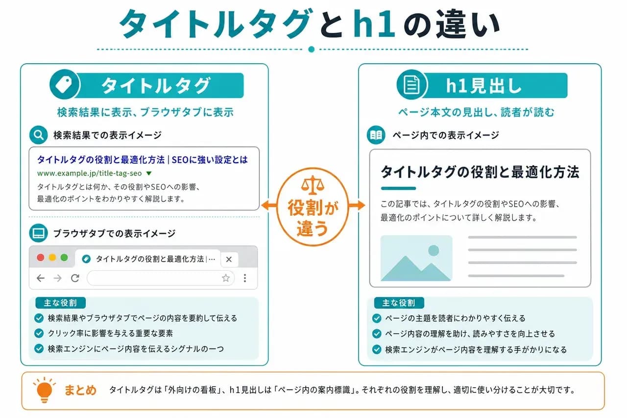 タイトルタグとh1の違い