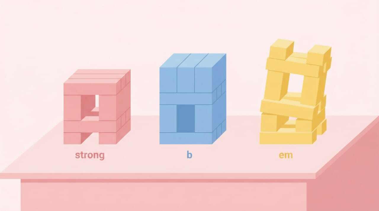 strongタグとbタグ・emタグの違い